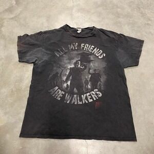 Vintage y2k 2000s black the walking dead spellout zombie shirt